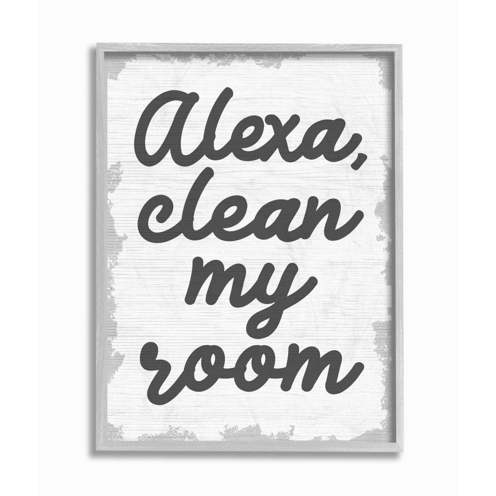 The Kids Room by Stupell Alexa Clean My Room Kids Funny Word Design Framed Wall Art by Daphne Polselli