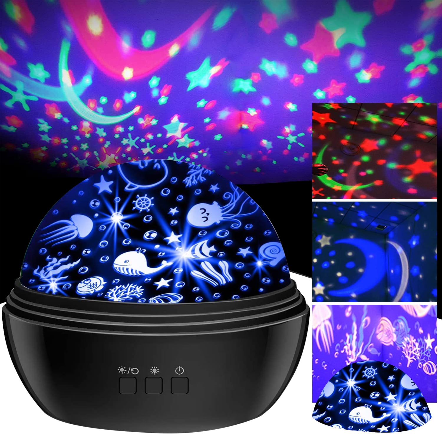 Kids Star Night Light Desk Lamp 4 LEDs 8 Colors Changing with USB Cable and Battery Best for Children Baby Bedroom 360-Degree Rotating Star Projector Unique Gift for Birthday 