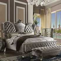 Acme Furniture Versailles Queen Traditional Panel Bed, Antique Platinum Gray