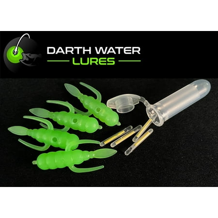 Darth Water Lures Grub 1.5" Soft Body Glowstick Illuminating Fishing Lure 4-pack