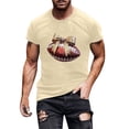 thumbnail image 2 of Gamivast Men's Graphic T-Shirts Glitter Football Bow Detail Crew Neck Short Sleeve Workout Shirts T Shirts Trendy Casual Daily Streetwear Gym Outfits, 2 of 5