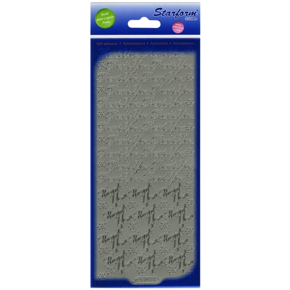 Thank You Peel-Off Stickers-Silver