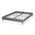 thumbnail image 4 of Baxton Studio Volden Glam and Luxe Charcoal Velvet Fabric Upholstered King Size Wood Platform Bed Frame with Gold-Tone Leg Tips, 4 of 9