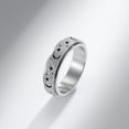 thumbnail image 3 of Anillo giratorio de acero inoxidable con forma de luna y estrella hueca esmerilada, anillo antiestrés de acero de titanio para mujer, joyería, 3 of 6