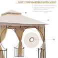 thumbnail image 3 of Outsunny 10' x 10' Patio Gazebo Canopy Outdoor Pavilion with Mesh Netting SideWalls, 2-Tier Polyester Roof, & Steel Frame, Beige, 3 of 9