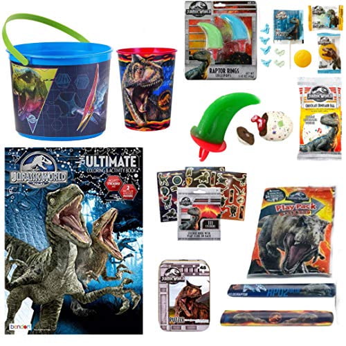 Jurassic Park World Fallen Kingdom Coloring Book Toy Set Of 10 Trex Raptor Activity Crayons Dinosaur Candy Rings Pops Basket Stocking Stuffer For Children Ages 410 Walmart Com