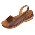 thumbnail image 4 of Rokment Orthopedic Wedges Walking Dressy Sandals for Women Ladies Fashion Casual Leather Open Toe Platform Arch Support Slingback Dress Summer Shoes Comfortable Brown Size 6.5, 4 of 5