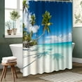 thumbnail image 3 of LALILO Waterproof French White Shower Curtain, Tropical Beach Scenery, Palm Trees, 72x72 in, 12 Hooks, 3 of 6