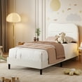 thumbnail image 3 of Tydimor Twin Bed Frame with Teddy Velvet Soft Curved Headboard, Platform Bed Easy Assembly, Noise-Free, White, 3 of 10