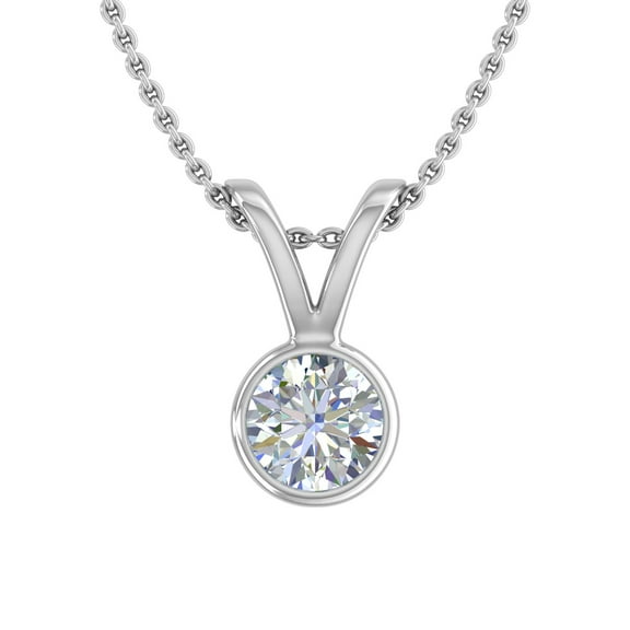 1/3 Carat Diamond Solitaire Pendant Necklace in 14K White Gold (Included Silver Chain)