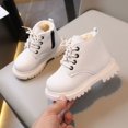thumbnail image 4 of Boys Girls Autumn Winter Leather Boots Fashion British Style Handsome Casual All-Match Comfortable Simple Side Zipper Design Plus Velvet Warmth Non-Slip Short Boots, 4 of 6
