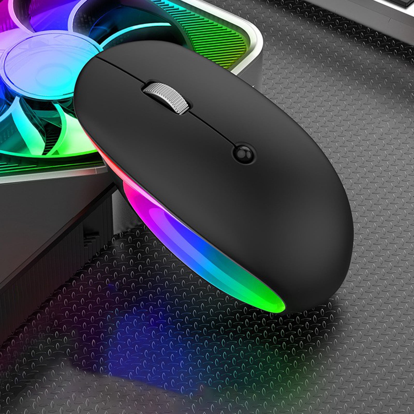 Wireless Bluetooth Mouse, 4000Hz 2.4G Mute Computer Mouse with 14 Backlight Modes, 2400DPI Adjustable, Rechargable Battery, for Notebook, PC, Laptop, Computer(Black)