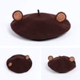 thumbnail image 5 of lanema Women Winter Autumn Faux Wool Beret Hat Cute 3D Brown Bear Ears Vintage Artist Painter Beanies Pumpkin Cap, 5 of 9