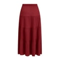 thumbnail image 5 of TTUHYWXI Women's Summer Casual Elegant Smock Layered Tiered Maxi Skirt High Waisted A Line Flowy Long Skirts with Pockets (Red, M), 5 of 6