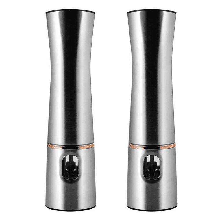 Electric Salt and Pepper Grinder Set - Rose Gold & Stainless Steel One Hand  Operated Adjustable Coarseness Mill(2pcs) 