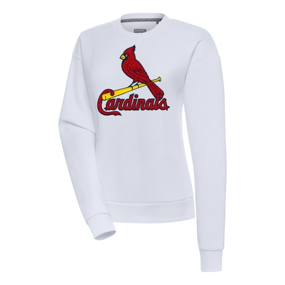 Women's Antigua  White St. Louis Cardinals Victory Chenille Pullover Sweatshirt