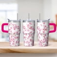 thumbnail image 2 of Gift for Her Women Floral Tumbler 20oz - Insulated Stainless Steel Travel Cup with Handle, Straws, Leak-Proof Coffee Tea Mug, 2 of 5