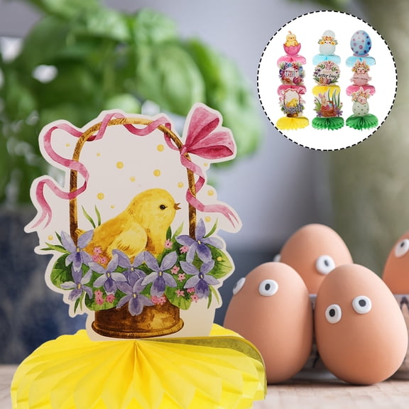 KONTONTY 9Pcs Easter Honeycomb Paper Centerpieces Decorations for Desktop Fireplace and Wall