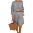 thumbnail image 2 of Joernso 1 Set Blazer Half Shorts Solid Color Single Breasted Summer Loose-fitting Buttons Outfit for Office, 2 of 8