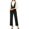 thumbnail image 2 of INSPIRE CHIC Women's Overalls Wide Leg Pants Slant Pocket Long Suspenders Jumpsuit S Black, 2 of 7