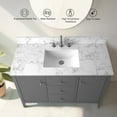 thumbnail image 3 of Vanity Art 48" Double Door Bathroom Vanity with Sink, Freestanding Storage Cabinet with Engineered Marble Top, Flip Down Tray, Drawer, and Shelf, 3 of 8