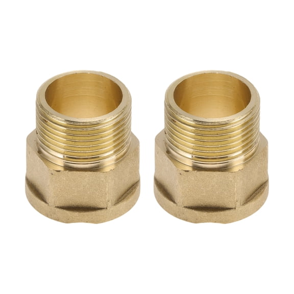Unique Bargains Brass Pipe Fitting 3/4"Male x 3/4"Female Hexagon Internal External Thread Connector 1.26" 2 Pcs