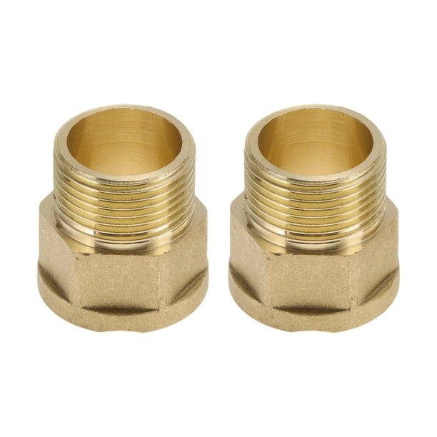 Conector de rosca hexagonal interno y externo de latón para tubería Unique Bargains 3/4" macho x 3/4" hembra 1.26" 2 piezas