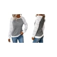 thumbnail image 3 of Women'S Solid Color Lace Trim Long Sleeve T-Shirt Round Neck See Through Casual Elegant Top Black & White XL, 3 of 7