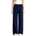 thumbnail image 3 of PureCasa Children's Pants for 2-14 Years Girls Solid Color Elastic Waist Straight Leg Jeans Loose Pull On Denim Pants with Pockets, 3 of 6