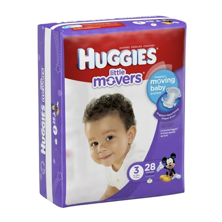 HUGGIES Little Movers Diapers, Size 3, 28 Diapers