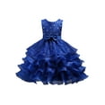 thumbnail image 1 of Bellella Robes de Fête pour Filles Robe Princesse Sans Manches Robe de Bal Nœud Midi Col Rond Enfant Fille Bleu Profond 160, 1 of 2