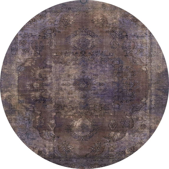 Ahgly Company Machine Washable Indoor Round Abstract Rose Dust Purple Area Rugs, 6' Round