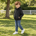thumbnail image 6 of Boys Lightweight Hooded Windbreaker Jacket, Long Sleeve Full Zip Loose Fit with Pockets for Casual Outdoor Wear, Black, 4-5 Years, 6 of 8