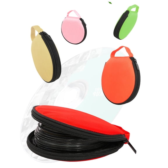 Naierhg Solid Color Round Oxford Cloth Car Home 20 Disc CD Storage Bag Case Zipper Pouch