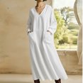 thumbnail image 5 of TaTaai Women's Long Sleeve Collared Relaxed Fit Maxi Dress Linen Blend Lightweight Dress with Patch Pockets Casual Long Dress for Vacation Outings Gift, 5 of 5