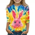 thumbnail image 2 of LckLvx Cute Tops for Girls Easter 3/4 Sleeve Shirts Casual Stretch Graphic Print Tee Tops 3-12 Years, 2 of 5