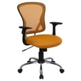 thumbnail image 2 of Flash Furniture Mid-Back Orange Mesh Swivel Task Office Chair with Chrome Base and Arms, 2 of 12