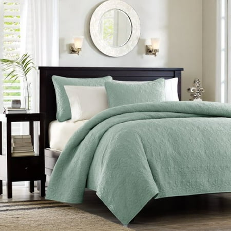 Madison Park Quebec Dusty Pale Seafoam 3 Piece Quilted King