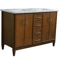 thumbnail image 6 of MCM 49" Solid Wood Double Rectangle Sink Vanity in Walnut/White Carrara, 6 of 11
