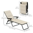 thumbnail image 3 of Outsunny Folding Lounge Chair w/ Cushion, Adjustable Back, Beige, 3 of 10