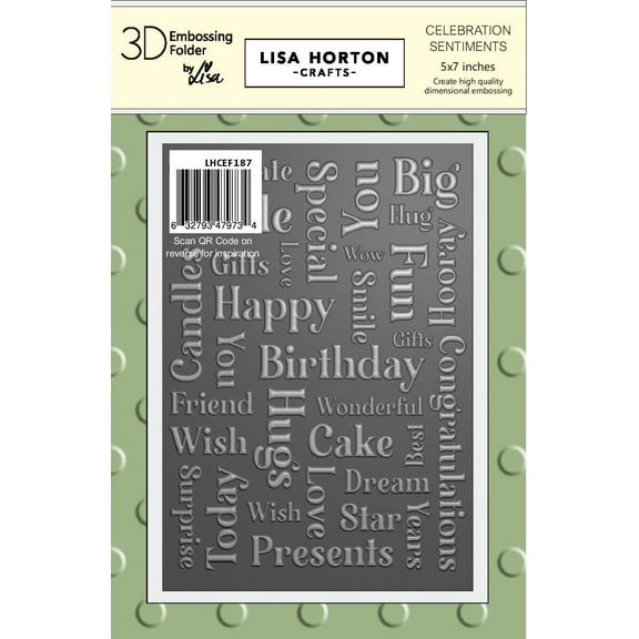 Lisa Horton Crafts Embossing Folder 5"X7"-Celebration Sentiments