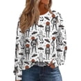 thumbnail image 5 of YVNAURA Women’s Casual Fall Halloween Graphic Crewneck Sweatshirt Oversized Long Sleeve Loose Fit Pullover Pumpkin Ghost Bat Print Spooky Top 1 Pack, White,L, 5 of 6
