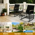 thumbnail image 6 of 3-Piece Patio Bistro Sets, Outdoor Breathable Rocking Chairs & Black Furniture Conversation Set-Two Chairs with Coffee Table Black, 6 of 8