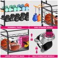 thumbnail image 5 of Yexmas Home Gym Storage Rack, All-in-one Weight Rack for Dumbbells, Kettlebells, Yoga Mats, Foam Rollers, Resistance Bands, Workout Equipment Storage Organizer with Hooks and Basket, Black, 5 of 7