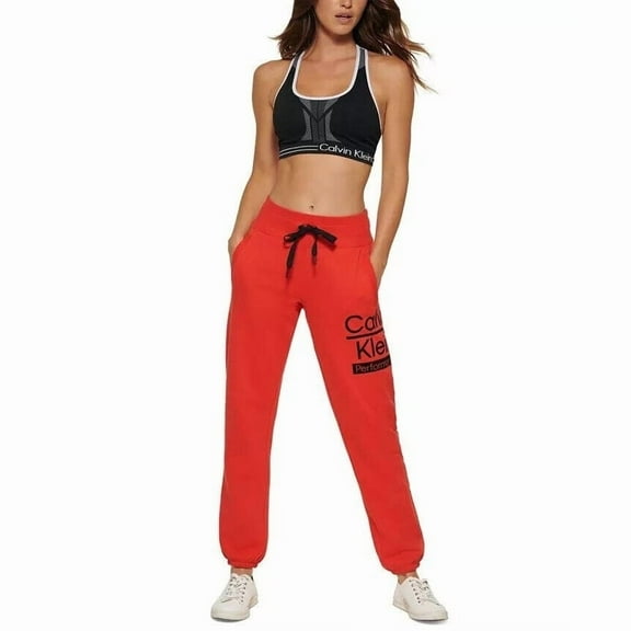 Calvin Klein Performance Women's Flocked Split Logo Jogger Pants Secret Red, XXL New with box/tags