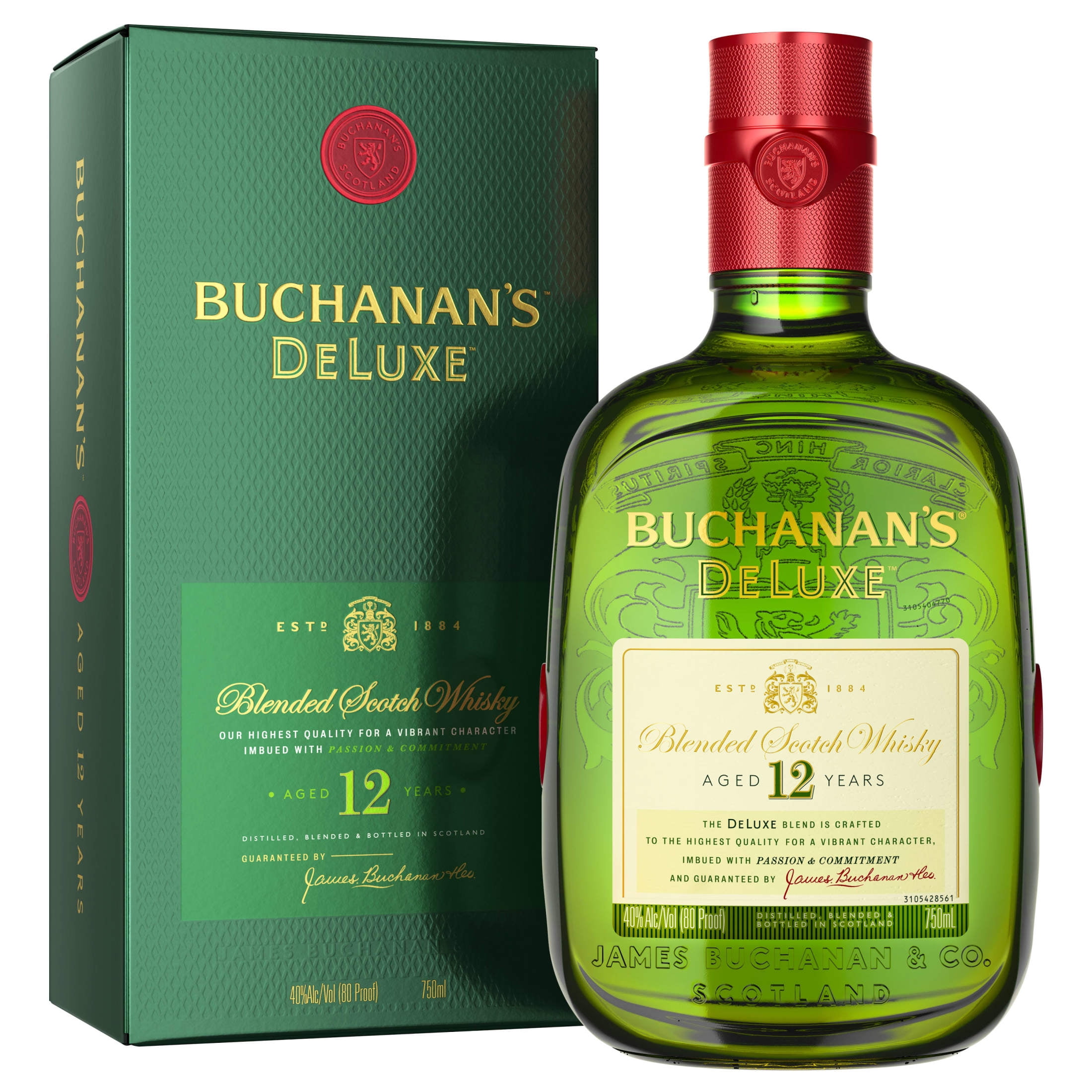 Buchanan's DeLuxe Aged 12 Years Blended Scotch Whisky, 750 mL, 40% ABV
