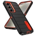 thumbnail image 5 of SaniMore for Samsung Galaxy S24 Hybird Case, [Tempered Glass Screen Protector] Rugged PC Back Shockproof TPU Shell Hidden Kickstand Drop Resistant Anti-slip Heavy Duty Protective Cover, A-Black/Orange, 5 of 9