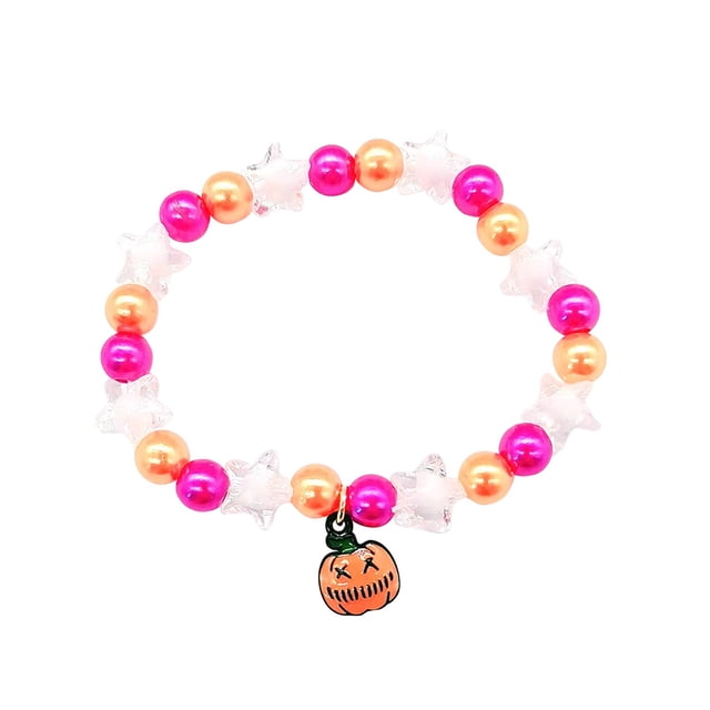 Halloween Hand Beaded Hand Decorated Pumpkin Halloween Orange Bracelet