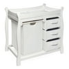 Badger Basket Sleigh Style 3 Drawers Diaper Changing Table with Hamper and Baskets, White