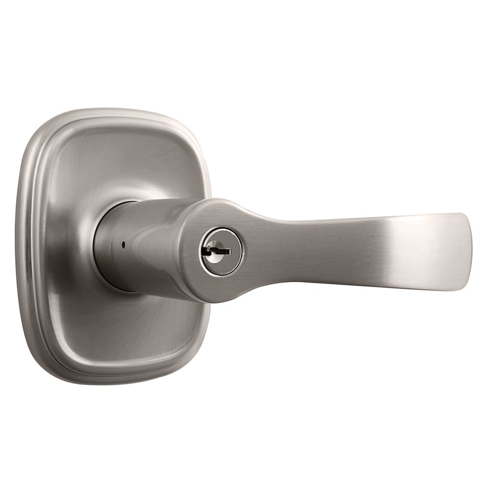 Brinks Push Pull Rotate Alwood Keyed Entry Doorknob Lever in Satin
